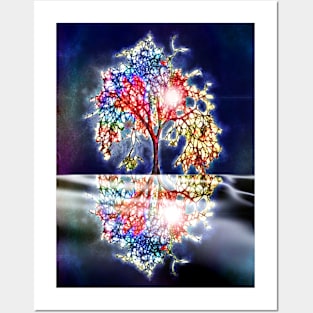 Colorful Tree in the Night Posters and Art